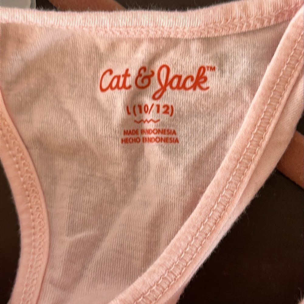Cat & Jack "Team Sister" Pink Racerback Tank Top Girls Size 10/12 - Picture 3 of 3